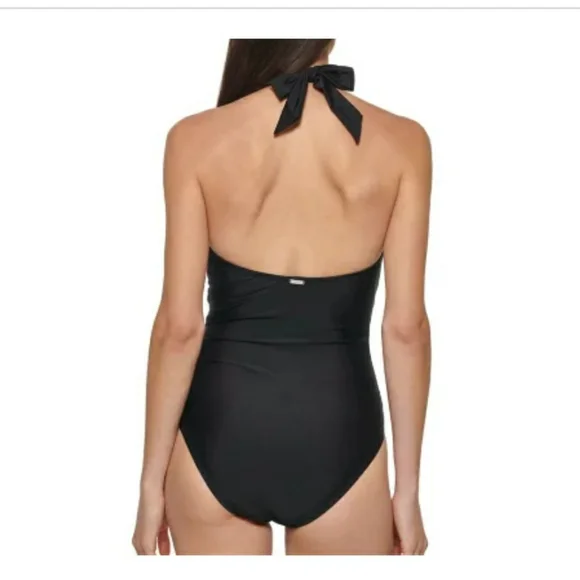 (Ew)DKNY Ladies Halter Shirred Swimsuit - Picture 5 of 7
